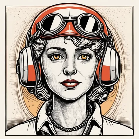 in basilwolverton style <lora:BasilWolvertonComboStyleXL_v1.1-000012:0.7> color line art
hand drawn illustration of a Amelia Earhart (Aviator) in basilwolverton style, parody
with a Hurt expression
with forehead wrinkles,eyelids,bloodshot eyes,bags under eyes
clean lines, bold outline, crisp features, extremely detailed, tiny details
simple background