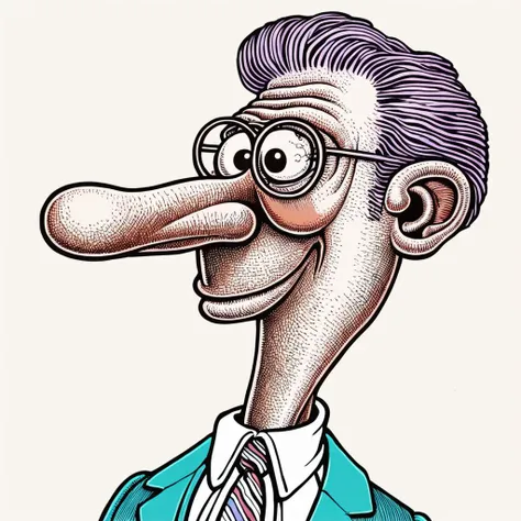 in basilwolverton style <lora:BasilWolvertonComboStyleXL_v1.1-000012:0.7> color line art
extremely grotesque hand drawn illustration of a male Lawyer in basilwolverton style, parody, 
with a Bashful expression
with tongue out,eyelids,long neck,bulging eyeballs
clean lines, bold outline, crisp features, extremely detailed, tiny details, disgusting features, gross, ugly
simple background