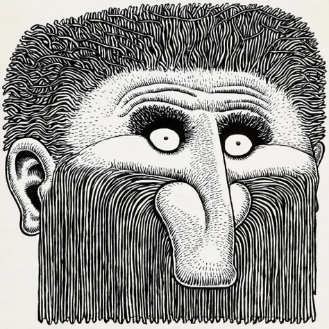 in basilwolverton style <lora:BasilWolvertonStyleXL_v1.1-000021:1>
hand drawn illustration of george washington, pursed lips, spaghetti hair, detailed eyes, crisp lines