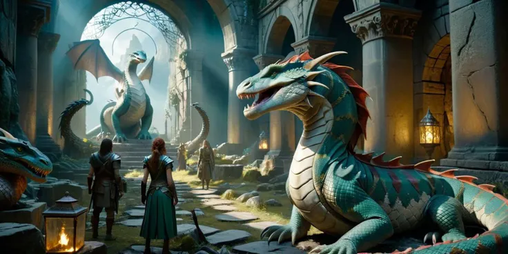 "cinematic film still, (Ultra realistic, dramatic, intricate, shot), (Amazing, Close view of a superb, ultra realistic Serpentis Commands an army of mythical creatures in The Enchanted Ruins of Eldarath), (lots of different textures, clothes, patchwork, glass, treasures), (Highly detailed, amazing fantasy setting), (Impressive lighting), (Colorful, Ultra Realistic, High quality, Highly detailed, Sharp focus, 8K UHD, Art photography), (trending on artstation) , shallow depth of field, vignette, highly detailed, high budget Hollywood movieeh, cinemascope, moody, epic, gorgeous"