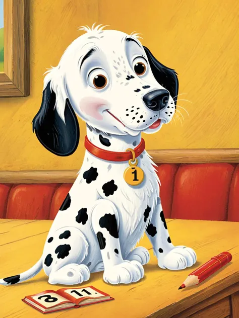 score_9, score_8_up, score_7_up, score_6_up, score_5_up, score_4_up
One Hundred and One Dalmatians
<lora:StorybookRedmond_v2-artificialguybr:1.0> KidsRedmAF, Kids Book,