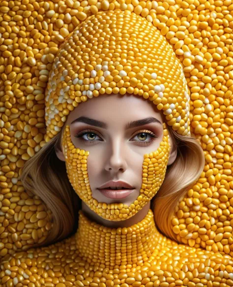 Woman made of (corn kernels)