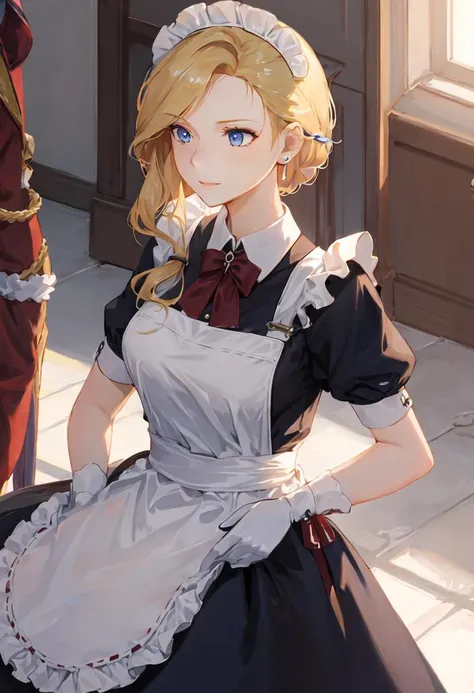 best quality, masterpiece, highres, solo, {hood_azurlane:0.90}, {maid:1.40}, {long maid dress:1.15}