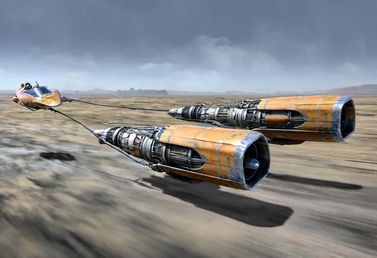 a photo of podracing, silver vehicle, Gigantic Pods, <lora:podracing_sdxl_15:0.8>, high resolution, beautiful, highest quality, masterpiece, highly detailed