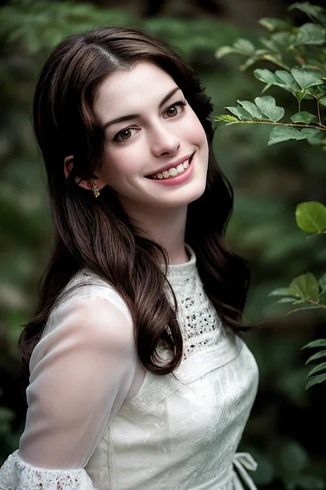 AnneH_SoloTI_v1, PA7_Portrait-MCU
(happy,smile,teeth:1.3),
(modern photo, A white lace dress, paired with pink high heels, for a sweet and feminine look:1.1), closeup portrait, 85mm, (analog, cinematic, film grain, hazy atmosphere:1.3), ((A garden in the afternoon, with sunlight shining through the leaves:1.2)), detailed eyes, (painted lips), (seductive), (cinematic shot:1.3), 
<lora:add_detail:0.6>,<lora:LowRa:0>,
