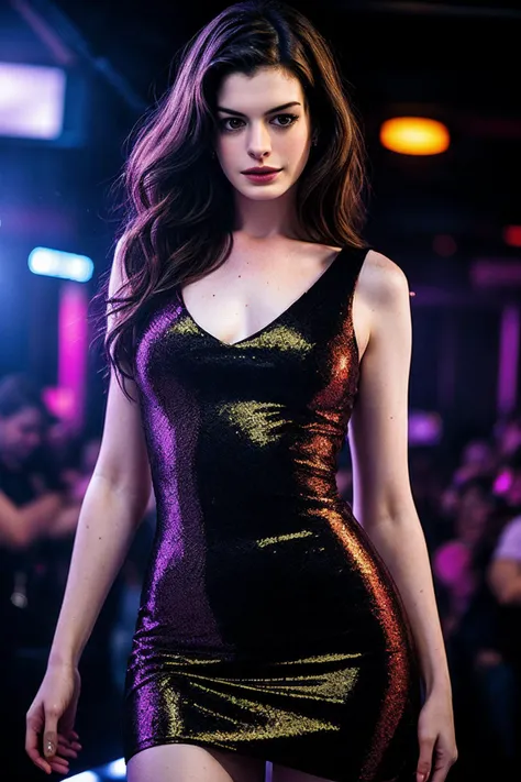 AnneH_SoloTI_v1, PA7_Portrait-MCU,
(A glamorous nightclub-inspired outfit featuring a sleek bodycon dress with shimmering sequins, bold and alluring look:1.1), ((In the neon-lit atmosphere of a bustling nightclub, surrounded by pulsating music and the excitement of the dance floor:1.2)), (seductive), photorealistic, masterpiece, high quality, artistic, unique, award winning photograph, professional, 8k, RAW photo, best quality,flattering, (cinematic:1.3),
<lora:add_detail:0.6>,<lora:LowRa:0>,