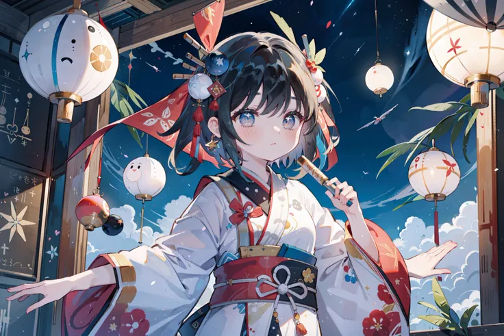((best quality, masterpiece, absurbres)) Tanabata Dreams, Bamboo Wishes, Cultural Traditions, Festive Colors, Harmonious Celebrations