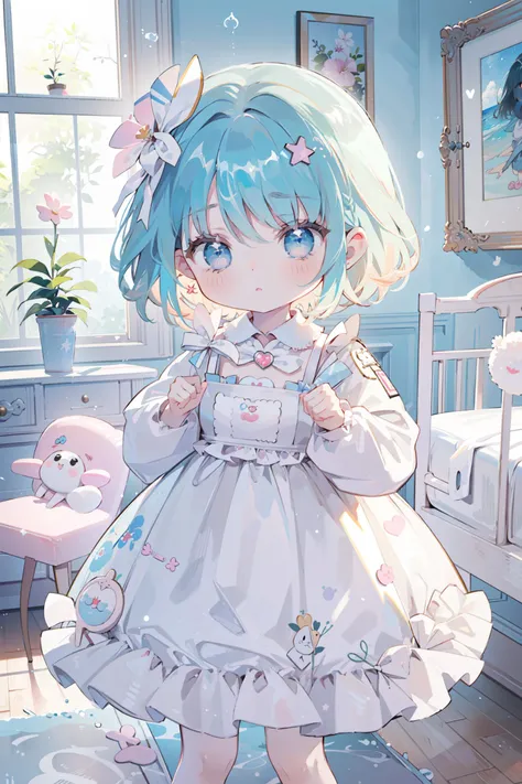 ((best quality, masterpiece, absurbres)),family (((,toddr ))), Dreamy Atmosphere, Bright Tones, Baby Pink, Baby Blue, White, Kawaii Style, Cute Imagination, Flowers