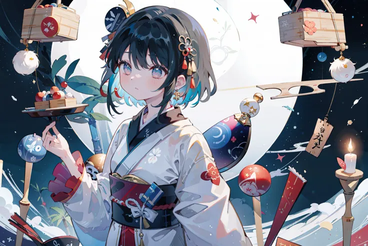 ((best quality, masterpiece, absurbres)) Tanabata Dreams, Bamboo Wishes, Cultural Traditions, Festive Colors, Harmonious Celebrations