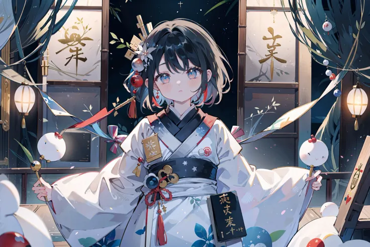 ((best quality, masterpiece, absurbres)) Tanabata Dreams, Bamboo Wishes, Cultural Traditions, Festive Colors, Harmonious Celebrations