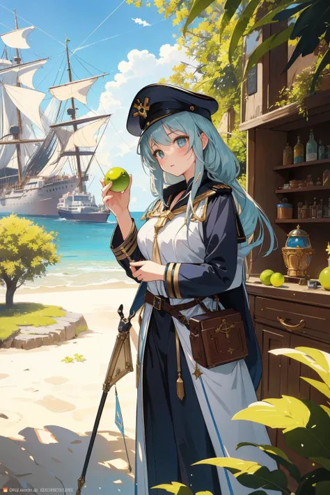 1girl, masterwork magical enchanted, highly detailed, 3/4 view of a beefy [Croatian|Byzantine] (Female Ship captain of Death:1.3) , she is very [Upside down|Velvet] and Voluminous, her hair is Space Age and styled as Cornrows, Ethereal beach in background, crowded vegetation with Sagebrush, Clear skies, Bokeh, (landscape art by Camille Corot:0.9) , (Leszek Bujnowski:1.1) , Ultra Real, Fantasy, Organic, Bloom light, pinhole lens, Dark hue, Lime green splash, Cream explosions, skin pores, most pleasant in the world, hyperdetailed, Concept Art World, magic