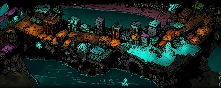 top down view, from above, ddstyle city