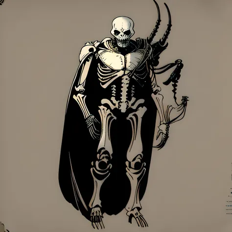 honeysuckle flowers growing on the skeleton of a xenomorph,full body alien,giger style,big head,grey coat,white paper,book cover,