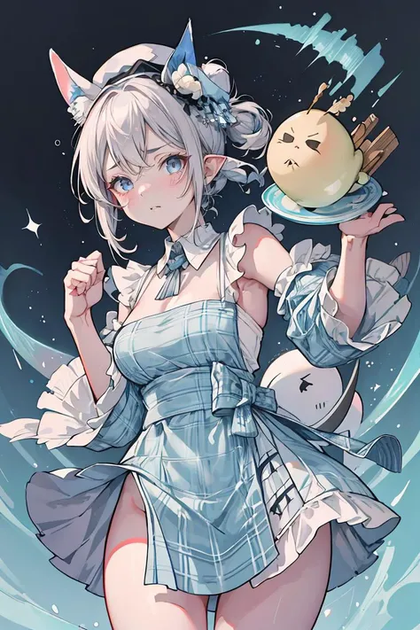 1girl, solo, (masterpiece), best quality, expressive eyes, perfect face, low angle, (leg focus), Furina, Genshin Impact, young girl, sitting, seiza,
short hair, bunny ears, in pleated leotard, bowtie, white pantyhose, spandex, outdoors, lawn background, a basket of easter eggs, (one hand on mouth, silence hand gesture), artist: Kantoku,
