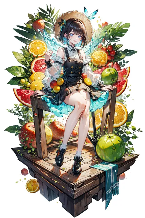 ((best quality, masterpiece, absurbres, super-resolution)) fruits, citrus, fruit slice, concept shoot, water splash, vibrant, clear, fresh