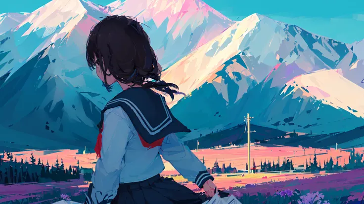 (((1girl, solo))), serafuku, school uniform, scenery, flower field, <lora:XilmoStyle-000006:0.8>