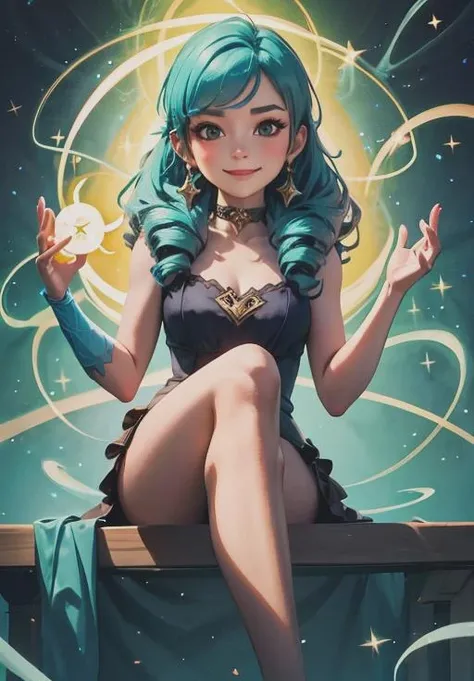1girl,zoe,(heterochromia:1.3),(long hair),multicolored hair,(messy hair),orange hair,green hair tips,croptop,short pants,,thicc,thick thighs,curvy, no deformities, no amputations, no contourism, correct anatomy, small breasts,,smile,smiling,(smug:1.2),(teasing smile),seductive expression,(smirk),(half closed eyes),(starry night),room,bed,(lying),(lying in bed:1.4),hips,standing,masterpiece,extremely detailed CG unity 8k wallpaper, best quality,32k,focus sharp, 
