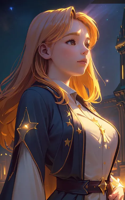 (clothed, masterpiece,wide angle, cinematic establishing shot,young adult european woman, highly detailed background:1.2), volumetric lighting, subsurface scattering, dynamic pose, (special effects, color grading, fantasy aura), (Starlight Healer:1.4), (Small Perky Breasts:0.81), Celestial sanctuary, healing light, starry robe, peaceful energy