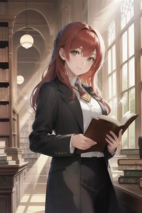 A sophisticated woman in a vintage bookstore, engrossed in an ancient, leather-bound tome, with dusty rays of light streaming through antique windows
masterpiece, best quality, intricate, realistic, photorealistic, red hair,
<lora:racial-chang-slider:-0.2> <lora:skin_slider_v1:1> <lora:hair_length_slider_v1:-2.5>