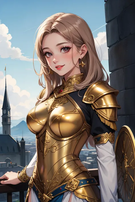(masterpiece:1.5), (((top quality, best quality,  high quality))),  ((intricately detailed,  ultra-detailed,  insanely detailed)), highres,  32K,  extremely detailed unity CG 8K wallpaper,  (beautiful and aesthetic:1.2),  (((award-winning))), professional illustration, official art, large size image, fine intricate details,
perfectly proportioned, flawless orientation, sharp focus, extreme sharpness, perfect clarity, (close-up),  cinematic angle,  ((soft ambient lighting,  vibrant colors)), dynamic pose,  looking straight,  (relaxed posture:1.4),
(upper body:1.4),
(1girl:1.5), (solo:1.5), (valkyrie:1.5),
beautiful gorgeous face, [:(detailed face:1.2):0.2], bright big eyes, pureerosface_v1, red lips, full lips, (happy:1.5, loving smile:1.37), (closed lips:1.5),
(sparkling exquisite shiny armor:1.5), (gilded breastplate armor:1.5), (ornate glittering gilded armored crotch plate :1.5), (loincloth:1.5), (long tight sleeves:1.4), (metal gauntlets), (shoulder armor), (fabrication glitters:1.5), (luxury intricate clothing jewelries), (breasts jewelries:1.4), (clothing sparkles:1.4), (sparkling particles:1.3), (((crotch seam, cropped front seam))), (((identical))) earrings, hair jewelries, hairclip, armlets,
(descending from the sky:1.5), (transcendence:1.5), (fantasy:1.5), (surrealism:1.5), <lora:GoodHands-vanilla:1>