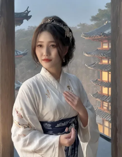 raw photo ,a painting in the style of guidao style, best quality, masterpiece , hdr, best quality, ultra highres,raw photo,A Japanese vampire princess, dressed in a traditional kimono, gazing at the starlit sky from a balcony. Her expression is mysterious and alluring, with a hint of otherworldly grace. The setting could be a castle or traditional Japanese architecture, with visible details of the balcony and the night sky filled with stars. The scene should be as realistic as a high-resolution photograph, with soft and ethereal lighting that highlights her features and the beauty of her attire, creating a mystical and enchanting atmosphere, <lora:mamagigi:0.75>,gmakig,