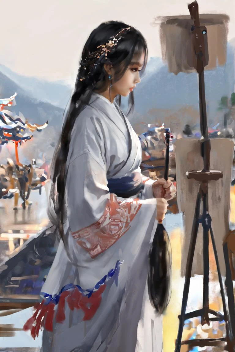 Masterpiece, best quality, 1girl, <lora:kwFemale_Beta40-SDXL_v1:1>, waifu, a painting in the style of guidao style