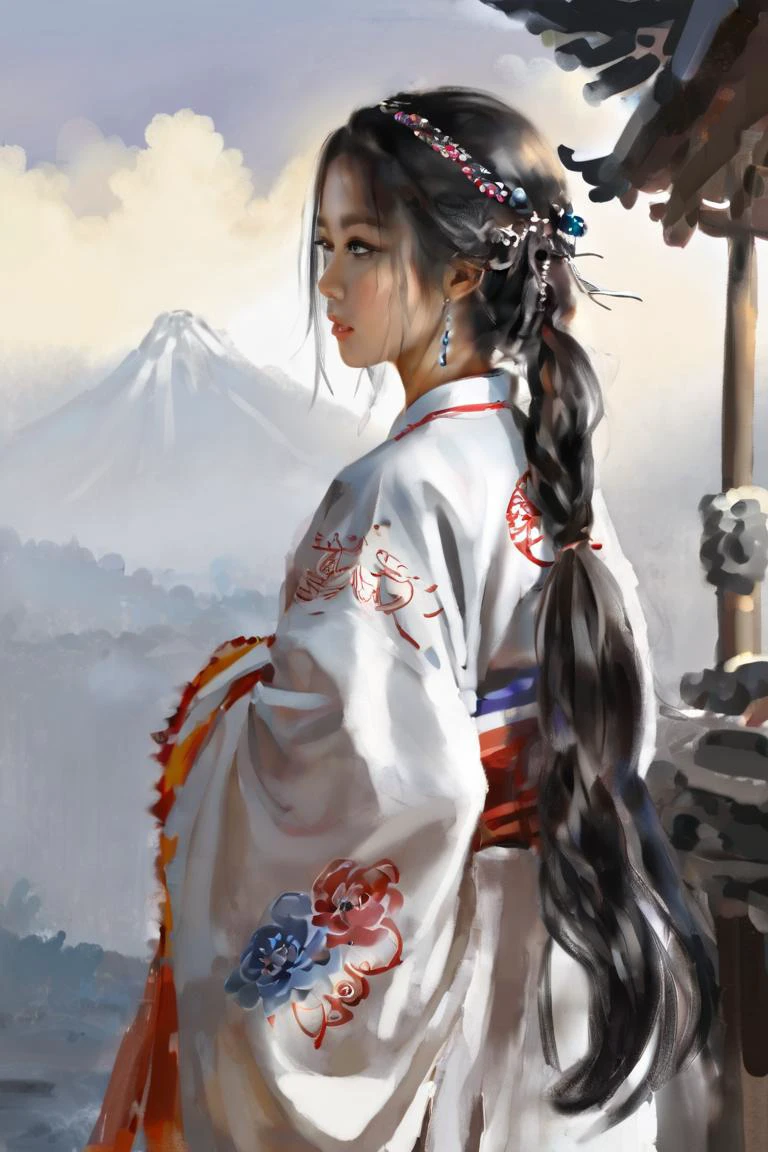 Masterpiece, best quality, 1girl, <lora:kwFemale_Beta40-SDXL_v1:1>, a painting in the style of guidao style