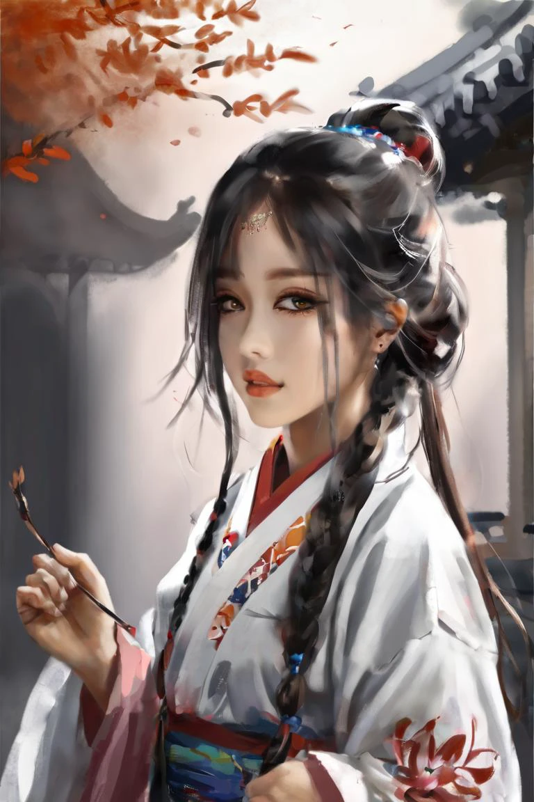 Masterpiece, best quality, 1girl, <lora:kwFemale_Beta40-SDXL_v1:1>, a painting in the style of guidao style