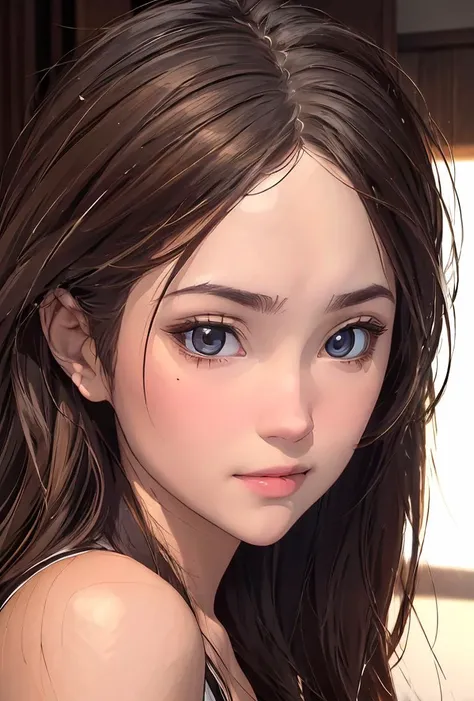 (masterpiece, best quality), 1girl, Caramel Highlights on Dark Brown Side Part with Slicked-Back Hair, Size B breasts, <lora:hbsusi_v1:0.8>