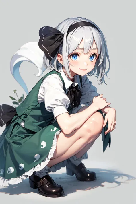 masterpiece, best quality,  <lora:youmu:1>,1girl,konpaku youmu,smile,simple background,blue eyes,