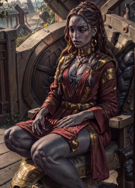 Photo of a tau fire caste, long hair, highly detailed, 1girl, robe, earrings, alien, (flat nose:1.2), blue skin, meditating, in the garden, sitting cross leg,
<lora:tool - add_detail:1> <lora:Ta'u, Species MK1 by CARAXES:0.7>