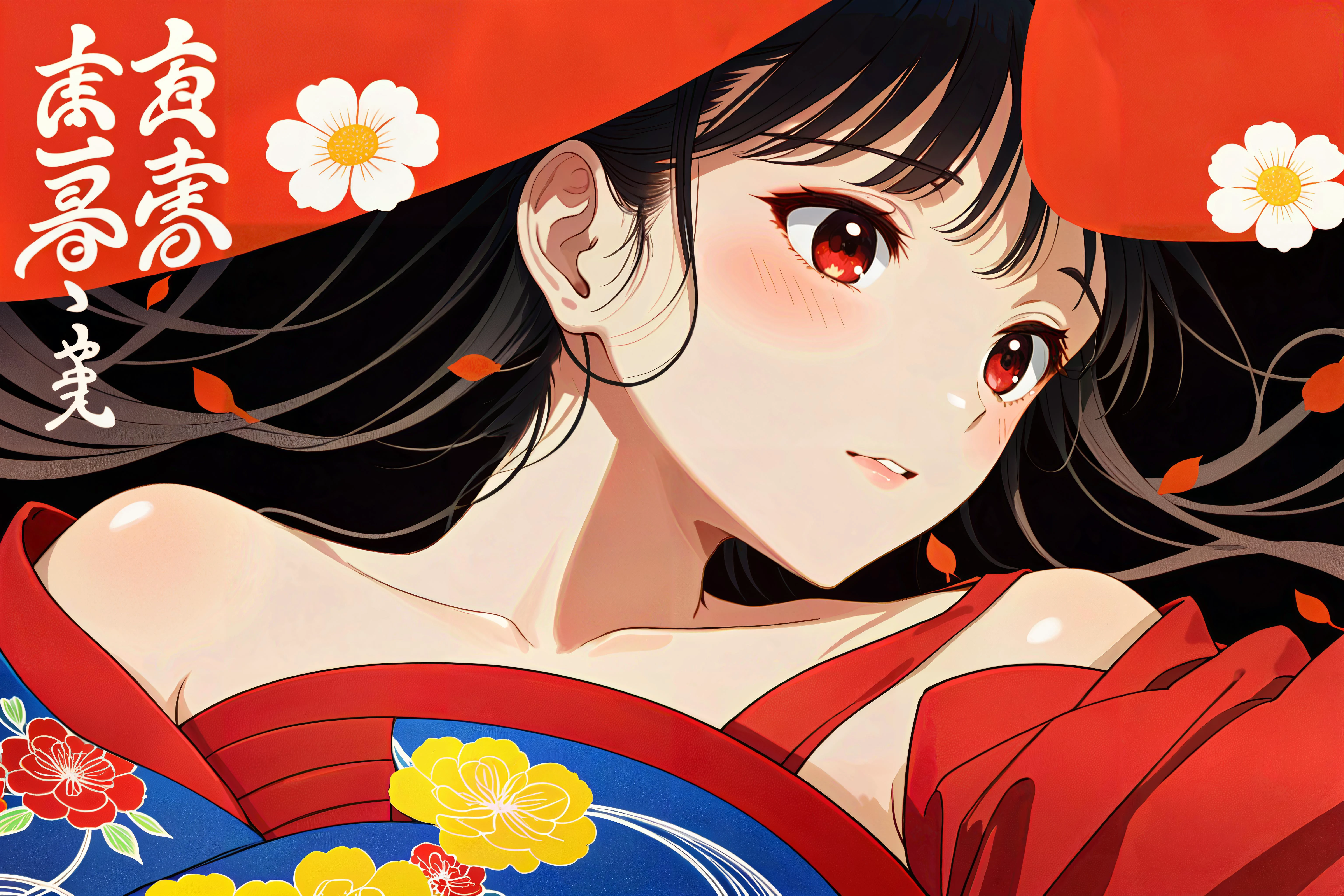 Nihonga style with traditional Japanese painting techniques and materials, often depicting traditional themes and motifs, An anime-inspired visual style with colorful characters, expressive features, and vibrant backgrounds, Romantic comedy featuring hilarious misunderstandings, romantic comedy, misunderstandings, comedy, romance, anime, Japanese animation, colorful characters, expressive features, vibrant backgrounds, stylized, charming, nihonga, traditional Japanese painting techniques, traditional themes, traditional motifs, artistic, cultural, detailed, precise