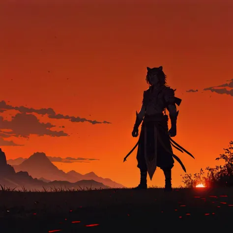 Superflat style with flat, two-dimensional imagery, inspired by Japanese manga and anime, often with a commentary on consumer culture, (Warrior samurai tiger:1.35), black, red, serenity, war, superflat, flat, two-dimensional imagery, Japanese manga, anime, commentary, contemporary, dynamic, vibrant