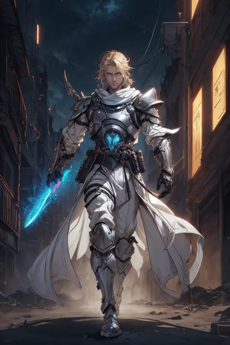 <lora:add_detail:0.5>, <lora:FZB_line_weights:0.4>, <lora:realistic:0.1>, <lora:sharpen-soften:-0.1>,
(1man, masculine adult male:1.2), silver eyes, blonde hair, low-fade,
Style-GravityMagic, solo, half shot, looking away, detailed background, detailed face, (<lora:CyberPunkAI:0.6>, neon, CyberpunkAI theme:1.1) middle-eastern desert sultan, white andalusian armor, silk , floral motifs dynamic pose, smile, islamic culture, shimmering water in background, desert storm, sunshine, dry climate, cinematic atmosphere,