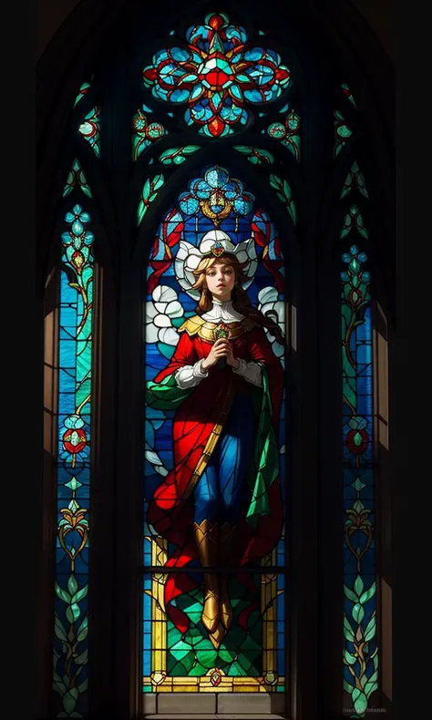stgl2023, uhd, best quality, masterpiece, trending on arstation, Stained glass window, super mario