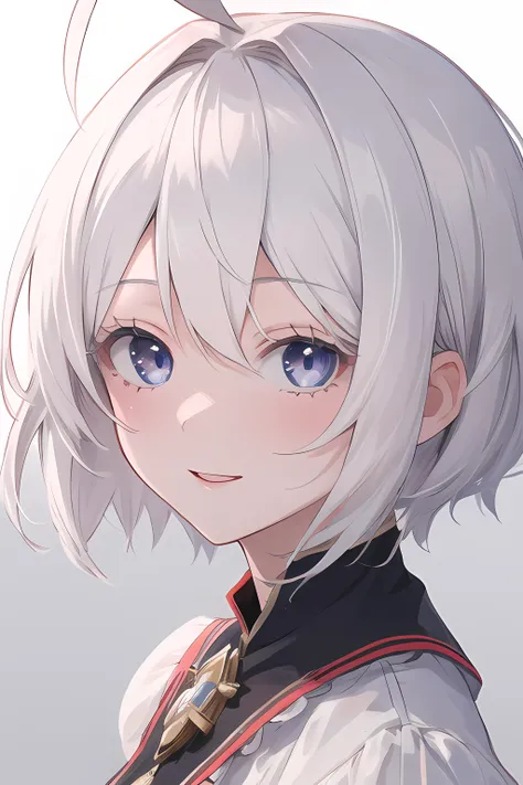 (masterpiece, best quality, high quality, highres, ultra-detailed),1girl,solo,beautiful eyes,white hair,very short hair,ahoge,<lora:colored_eyelashes:0.8>,white eyelashes,beautiful eyes, close up,happy,