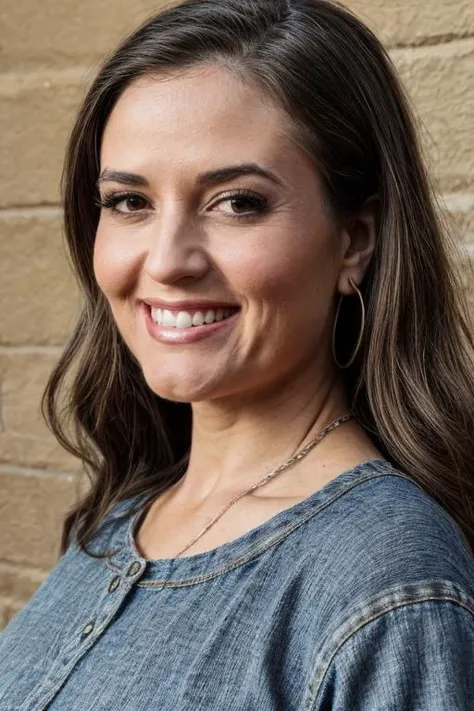 from a distance, Perfect Hands, Casual relaxing clothing, (wearing Distress Jeans and a baggy t-shirt), smiling, (Real Skin with Pores: .8), Real detailed face, epiCRealism,<lora:more_details:1>  <lora:perfect hands:1>   <lora:Danica_McKellar:0.75>