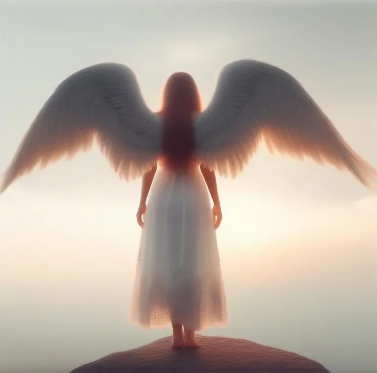 <lora:sdxl_lora_angel:1> beautiful angel standing on a cliff looking to heaven, back view, spreaded wings