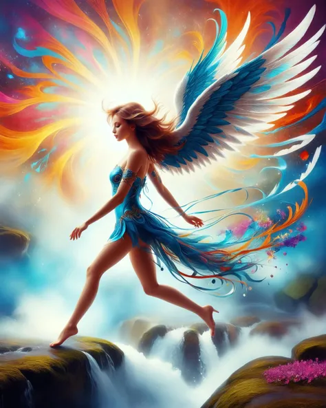 Psychedelic style, A wounded fragile angel swoop down over heels falls down to earth, dream,
<lora:sdxl_lora_angel:0.65> ,<lora:sdxl_lora_dream:0.7> ,<lora:add-detail-xl:2>, Vibrant colors, swirling patterns, abstract forms, surreal, trippy