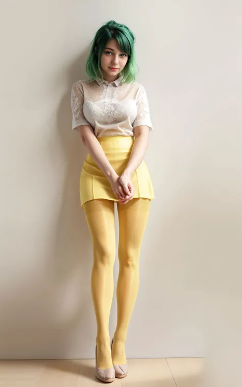 line art drawing, (best quality, masterpiece, highest detailed),
20 yo (haley lu ridhardson:1.2), (curvy:0.8), sexy, medium breasts, perfect body, grey eyes,
(one tone yellow_pantyhose:1.2), (pussy:1.1), shirt, pantylines, white pencil skirt,
(Textured Pixie:1.2), green_hair,
professional, sleek, modern, minimalist, graphic, line art, vector graphics,
<lora:add_detail:0.8> <lora:LowRA:0.1> <hypernet:coloredPh:0.6>