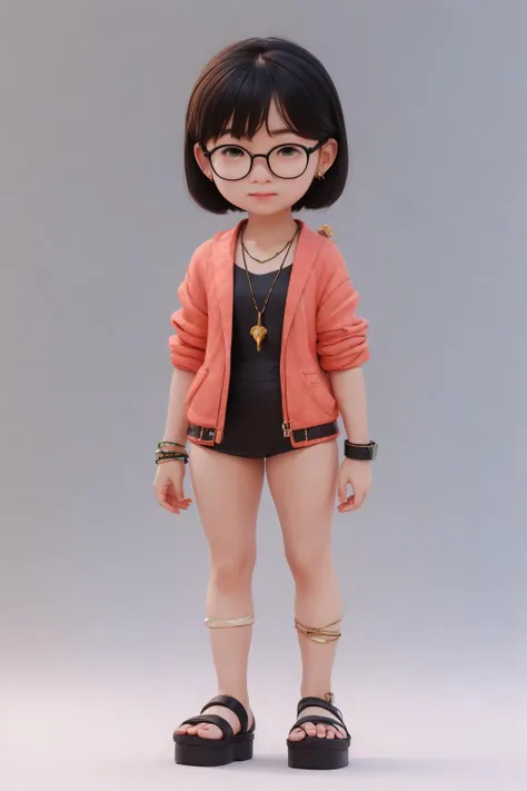 <lora:3dcharacter-000004:0.6:MIDD>, 3dcharacter,(full body:1.2),simple background, masterpiece,best quality,(light gradient background:1.1), <lora:vananh:0.9:MIDD>, vananh,black hair, Vietnamese, necklace ,jewelry ,bracelets
