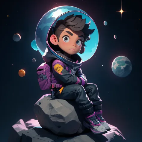 <lora:3dcharacter-000004:0.6>, 3dcharacter,outfit,(full body:1.2),simple background, masterpiece,best quality,(gradient background:1.1),1man, Draw a young programmer, sitting on a research platform floating in the middle of an asteroid belt