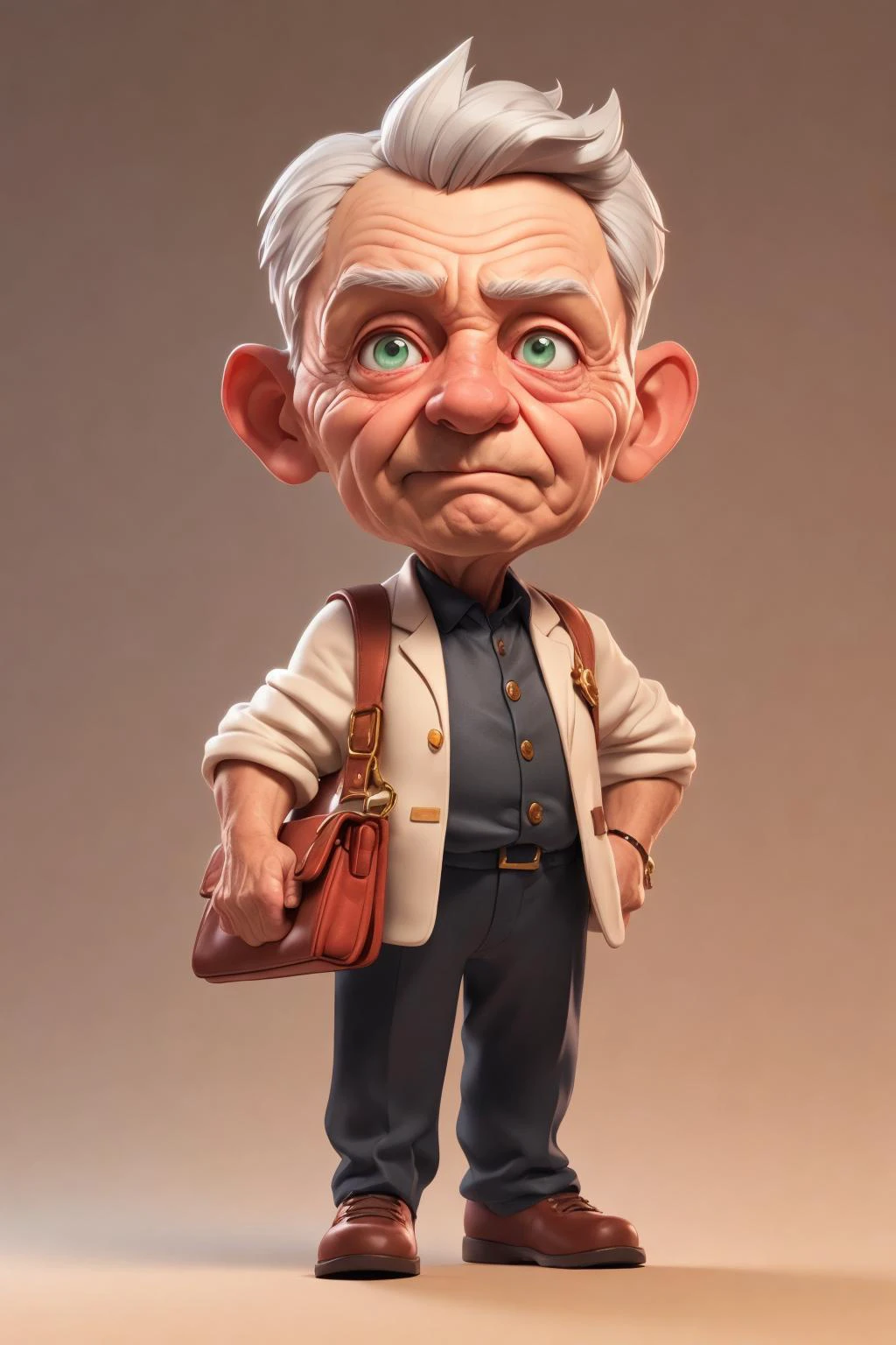 <lora:3dcharacter-000004:0.6:MIDD>, 3dcharacter,(1man, wrinkled face, old male:1.2), __eyecolor__ eyes, gray __hair-male__, ,purse,(full body:1.2),simple background, masterpiece,best quality,(light Red gradient background:1.1)