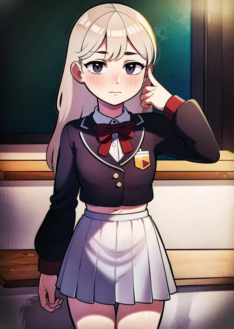 <lora:cartoon_fanart_style:0.8> 1girl, school setting, classroom, school uniform, blonde, german