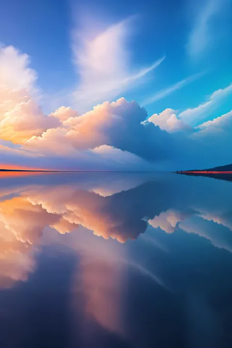 ((((ultra illustrated style,no humans:1.0)))),best quality,best animated,masterpiece,ray tracing, global illumination,reflection,cloud,cloudy sky,day,horizon,blue sky
