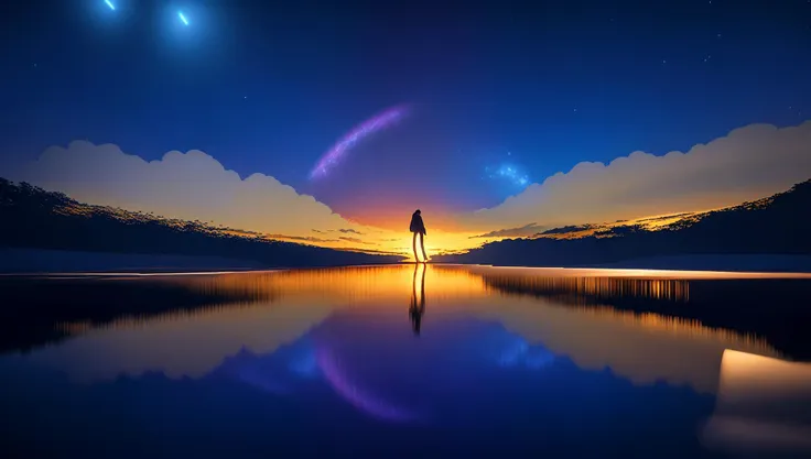 ((((ultra illustrated style:1.0)))),best quality,best animated,masterpiece,ray tracing, global illumination,reflection, no humans,star (sky), starry sky, sky, night, scenery, night sky, water, milky way