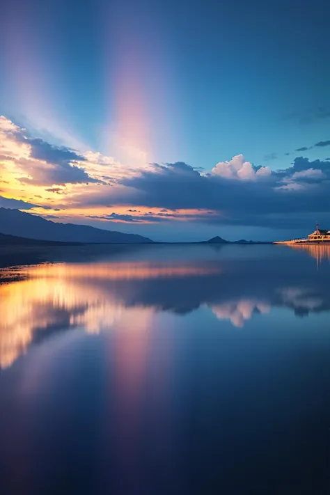 ((((ultra illustrated style,no humans:1.0)))),best quality,best animated,masterpiece,ray tracing, global illumination,reflection,cloud,cloudy sky,day,horizon,blue sky