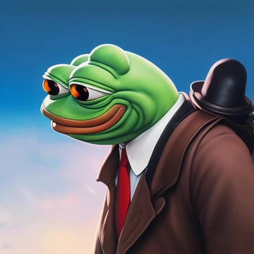 pepe_frog, portrait of a Deliriously happy and screaming Kermit the frog in Society (1989), highly detailed, centered, solid color background, digital painting, artstation, concept art, smooth, sharp focus, illustration, artgerm, donato giancola, Joseph Christian Leyendecker, Les Edwards, Ed Repka, WLOP, Artgerm , by studio ghibli , cartoon,