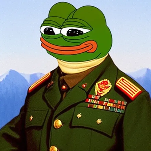 pepe_frog as soviet officer, winter in soviet city