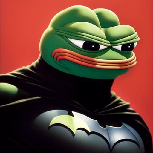 pepe_frog, a portrait of batman standing with the batmobile by karol bak, james jean, tom bagshaw, rococo, sharp focus, trending on artstation, cinematic lighting, hyper realism, octane render, 8 k, hyper detailed, vivid, ultra detailed, highly detailed , by studio ghibli , cartoon,
